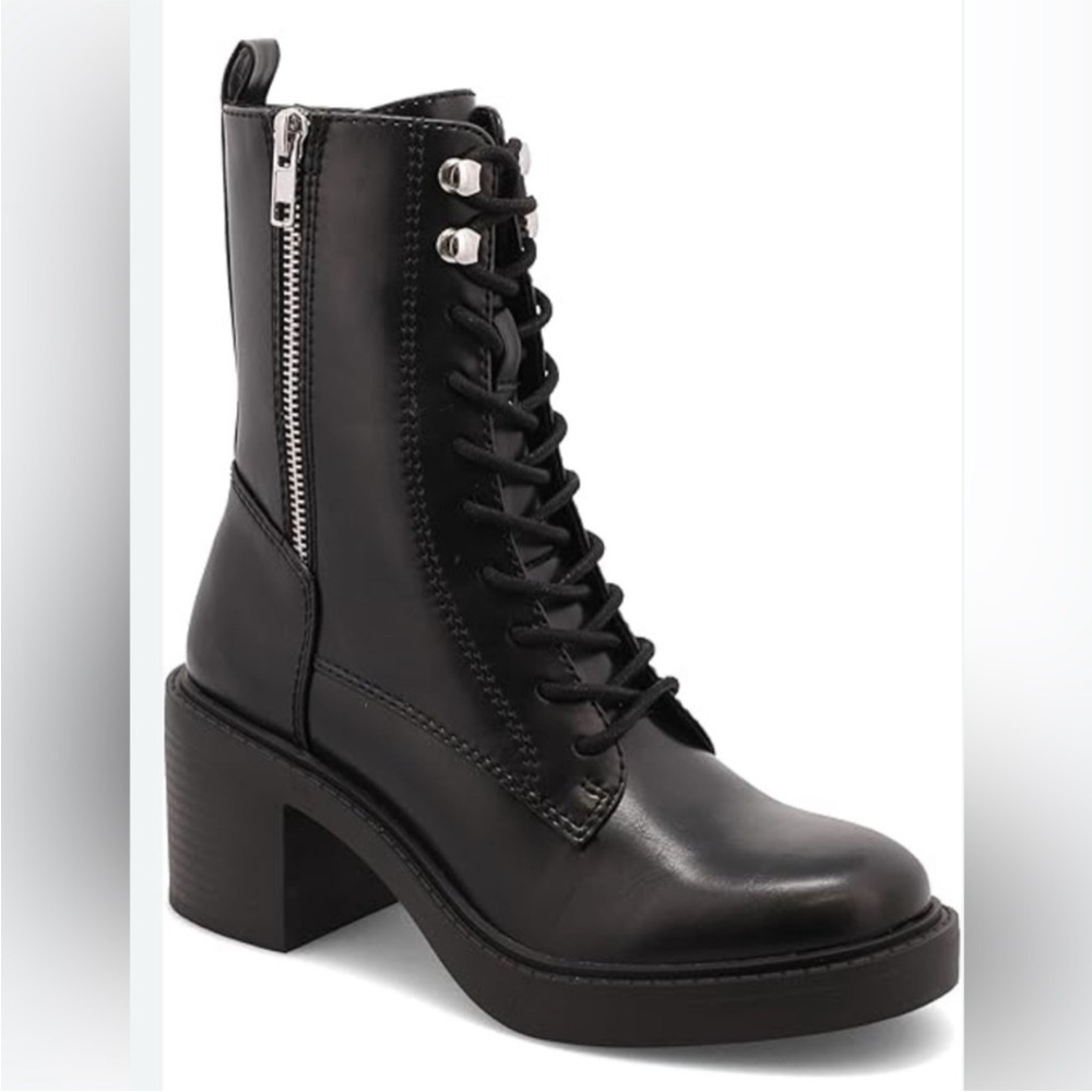 MIA Black Combat Boots with Zipper